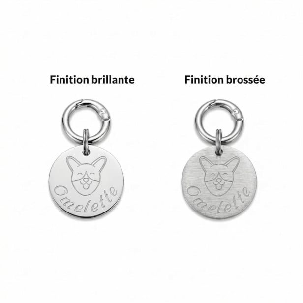 Médaille illustrée pour chien 25mm, argentée