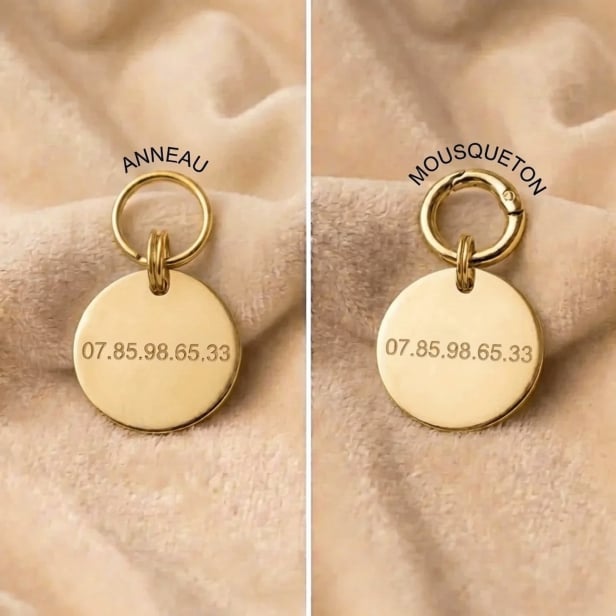 Médaille os empreinte ajourée pour chien, doré