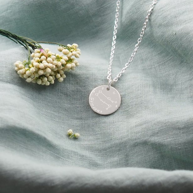 Collier astro homme médaille gravée Gémeaux, argent
