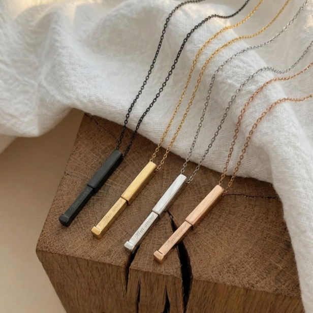 Collier personnalisé barre secrète, homme