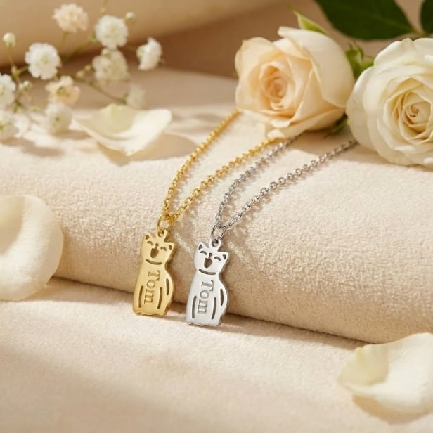 Collier Chat Acier Inoxydable