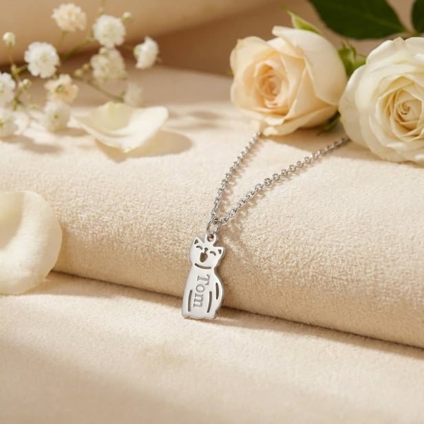 Collier Chat Acier Inoxydable