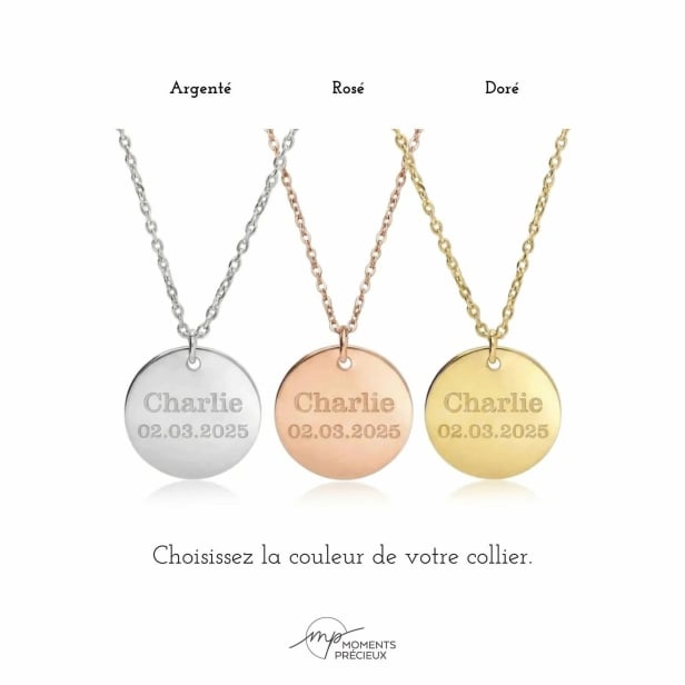Collier personnalisable acier avec double pierre de naissance