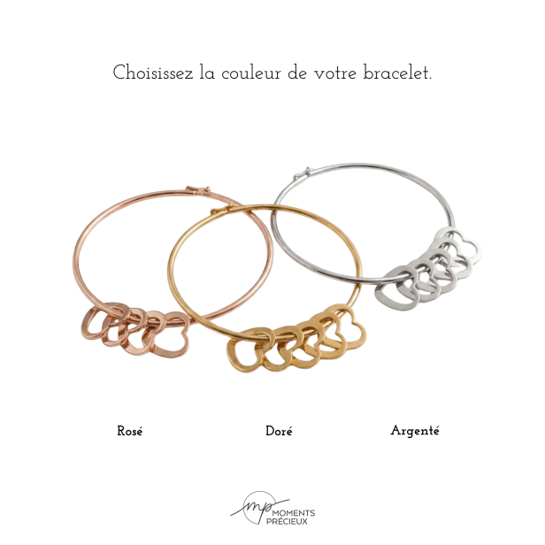 Bracelet Jonc acier & charm Coeur