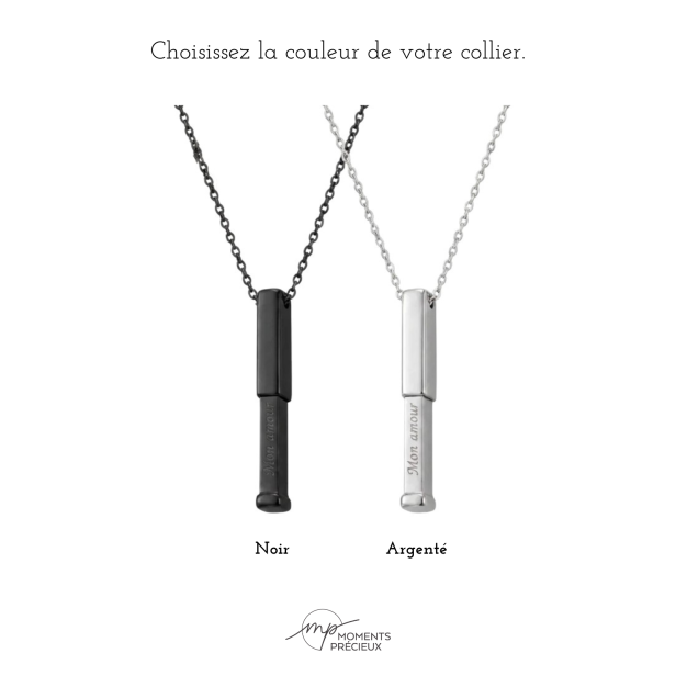 Collier personnalisé barre secrète, homme