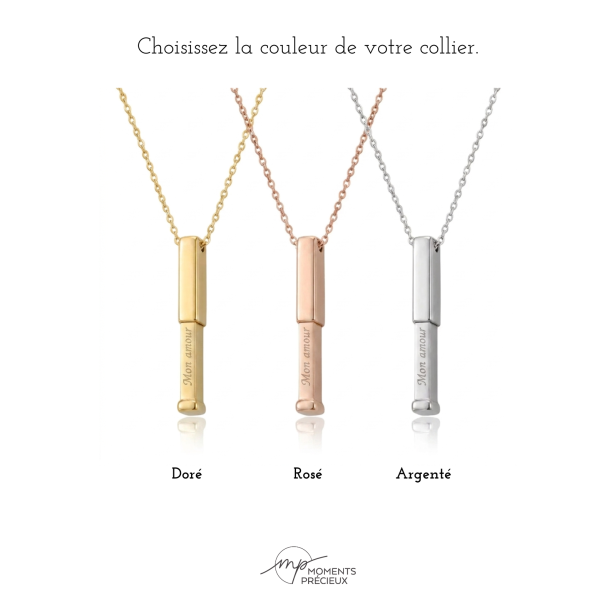 Collier personnalisé barre secrète, femme