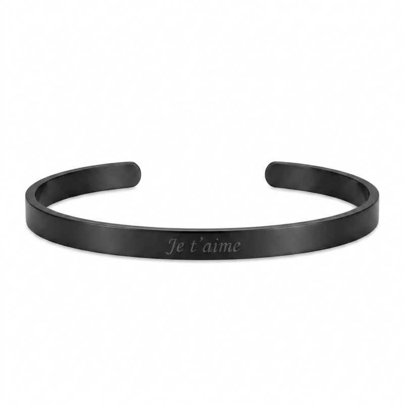 Bracelet Jonc Homme Personnalisé – Minimaliste, Noir