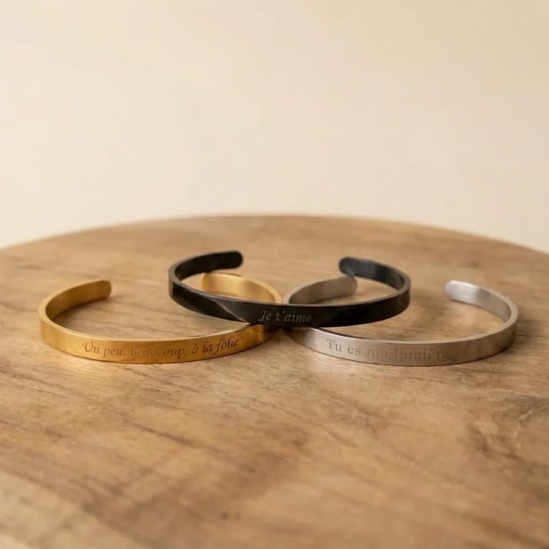 Bracelet Jonc Homme Personnalisé – Minimaliste, Argenté