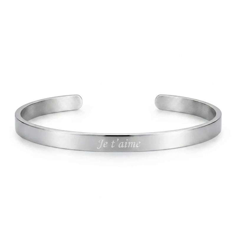 Bracelet Jonc Homme Personnalisé – Minimaliste, Argenté