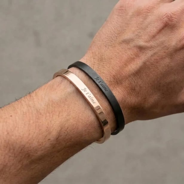 Bracelet Jonc Homme Personnalisé – Minimaliste, Rose