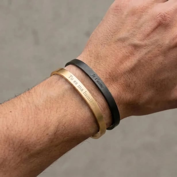 Bracelet Jonc Homme Personnalisé – Minimaliste, Doré