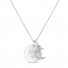 Collier médaille 15 mm et son pendentif lune à strass Argent