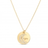 Collier médaille 15 mm et son pendentif lune à strass Plaqué Or