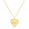 Collier personnalisé médaille 14 mm cœur plat Plaqué Or