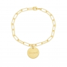 Packshot du bracelet grande maille et médaille personnalisée en Plaqué Or
