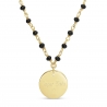 Packshot du Collier avec pierres noires et médaille martelée personnalisée 15 mm Plaqué Or