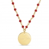 Packshot Collier avec pierres rouges et médaille martelée personnalisée 15 mm Plaqué Or