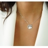 Collier personnalisé médaille striée 20 mm Argent