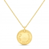 Collier personnalisé médaille 18 mm perlée Plaqué Or