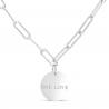 Collier personnalisé Argent maille trombone et médaille 15 mm