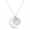 Collier personnalisé médaille gravée 20 mm et médaille martelée 15 mm en Argent