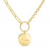 Collier personnalisé Plaqué Or chaîne 2 mailles et médaille 15 mm