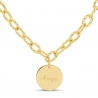 Collier personnalisé Plaqué Or maille arrondie et médaille martelée 15 mm