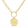 Collier personnalisé Plaqué Or chaîne 2 mailles et médaille martelée 15 mm