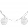 Collier personnalisé maille trombone double médailles 15 mm en Argent