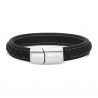 Bracelet homme personnalisé en cuir noir tressé
