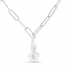Collier personnalisé Argent, maille trombone et pendentif petit garçon 15 mm