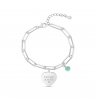 Bracelet trombone médaille coeur 14 mm Argent