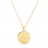 Collier médaillon noir avec étoile 14 mm Plaqué Or