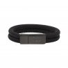 Bracelet homme personnalisable noir métal tressé, double tour avec boucle noire
