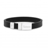 Bracelet avec initiale ajustable en cuir noir et boucle acier