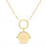 Collier personnalisé Plaqué Or chaîne petits maillons et médaille nacre blanche 15 mm