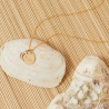 Collier médaille 15 mm et son pendentif lune à strass Plaqué Or