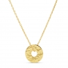Collier médaille jeton martelée 15 mm gravée en Plaqué Or