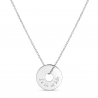 Collier médaille jeton martelée 15 mm gravée en Argent