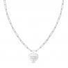 Collier Argent maille trombone avec médaille cœur 14 mm