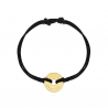 Bracelet cordon femme médaille cible martelée Plaqué Or 15 mm