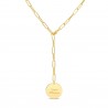 Packshot du Collier grande maille et médaille personnalisée 20 mm en Plaqué Or