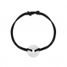Bracelet cordon femme médaille cible martelée Argent 15 mm