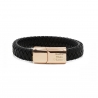Bracelet homme personnalisable avec cuir tressé noir et boucle rosée
