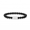 Bracelet personnalisé perles noires avec médaillon argenté