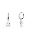 Boucles d'oreilles médailles martelées initiales en Argent