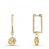 Boucles d'oreilles pendentifs rectangulaires médailles martelées en Plaqué Or