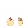 Boucles d'oreilles roses médailles martelées 15 mm