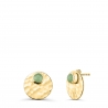 Boucles d'oreilles martelées puces avec pierres vertes en Plaqué Or