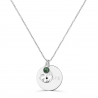 Collier médaille 15 mm Argent et son pendentif martelé et pierre verte